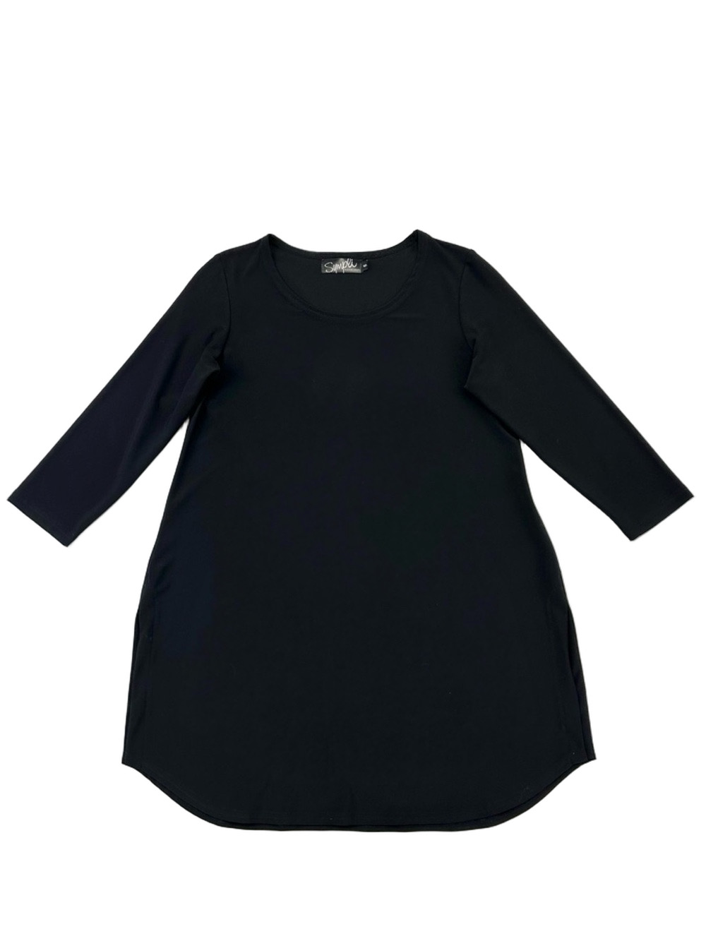 Sympli round neck tunic top Size 6 three quarter sleeves scoop neck Minimalist